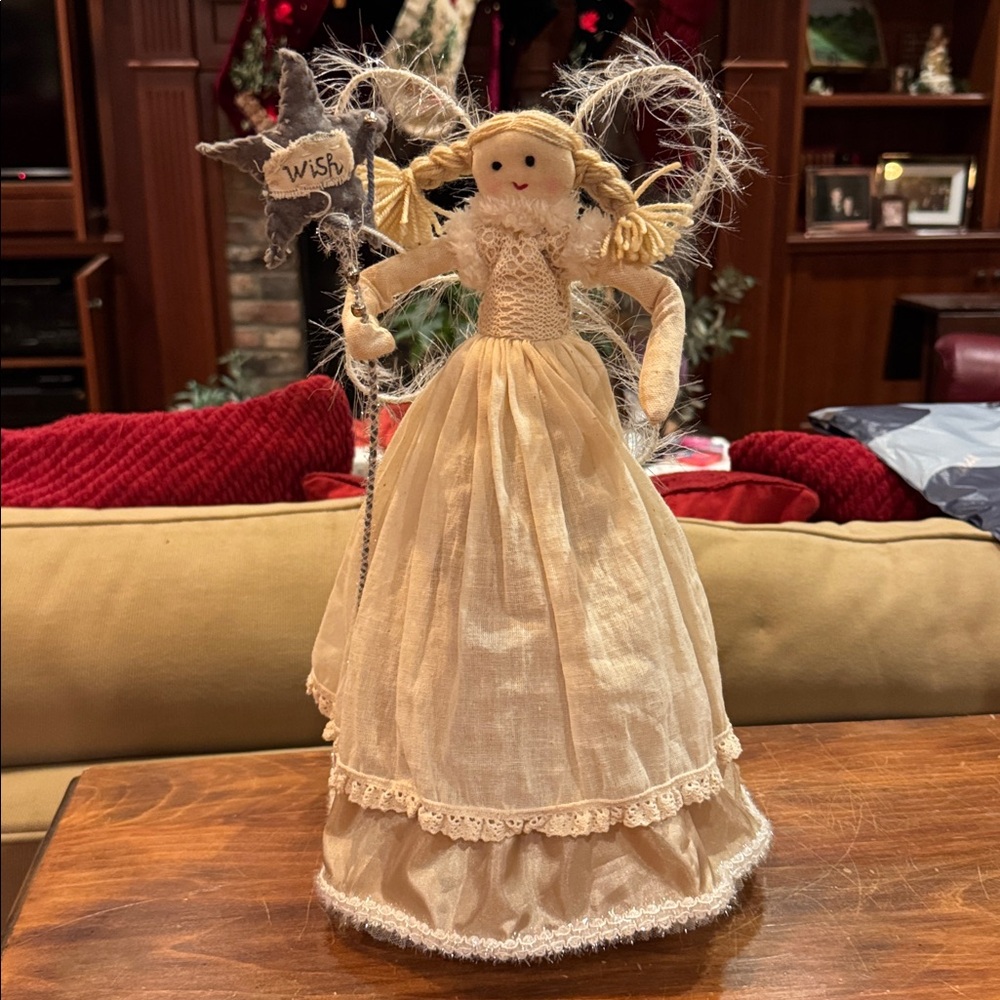 Pottery Barn Kids Angel WISH Tree Topper Decor Christmas Holiday Natural Kinds